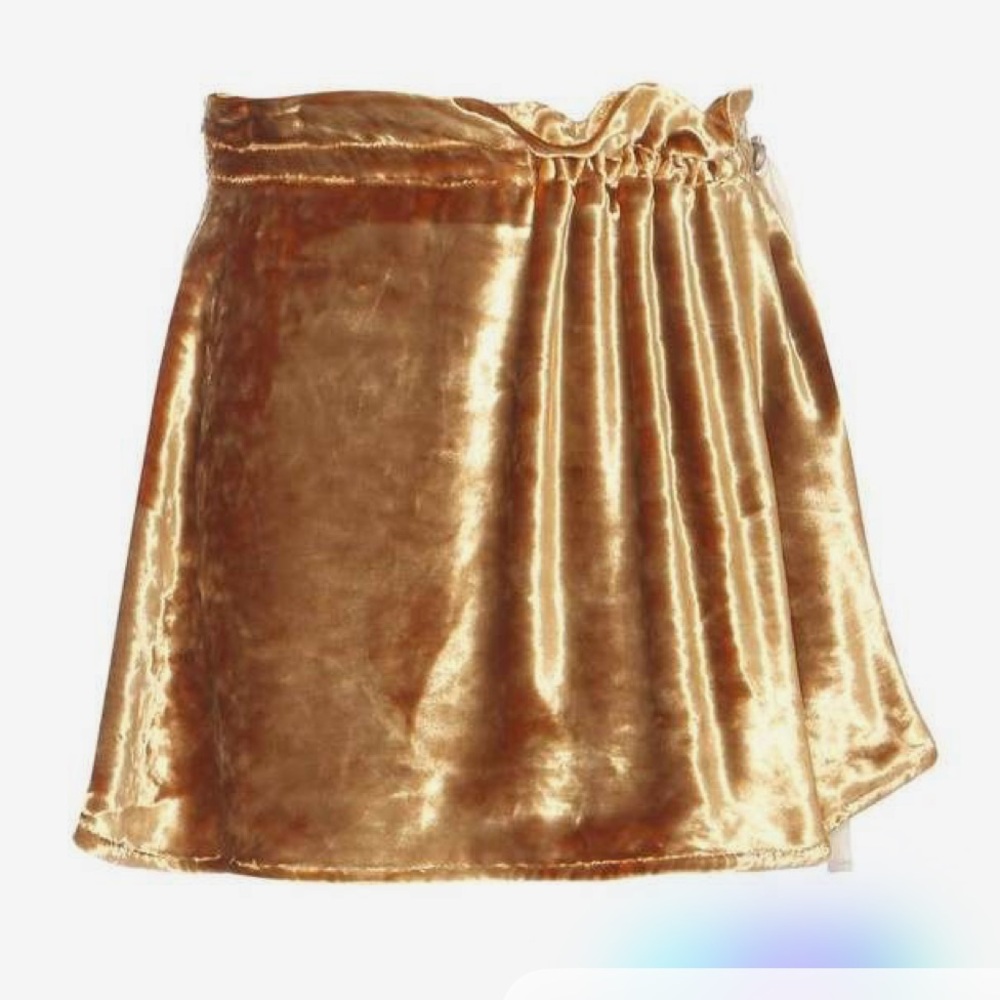 Acne Gold Asymmetrical Wrap Mini Skirt